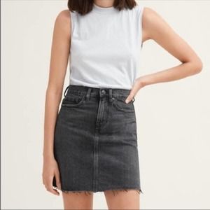 Everlane ✨HP✨ Black Raw Hem “The Denim Skirt”, EUC, Size 28